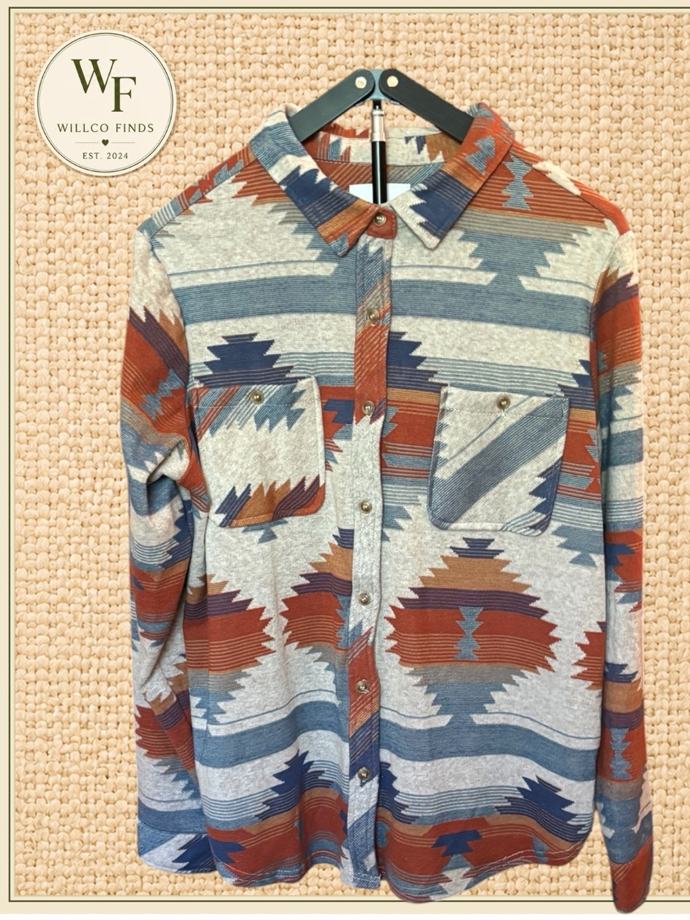 NWT Dictionary Cozy Collective Desert Tribe Aztec Shacket Shirt Jacket L Women’s